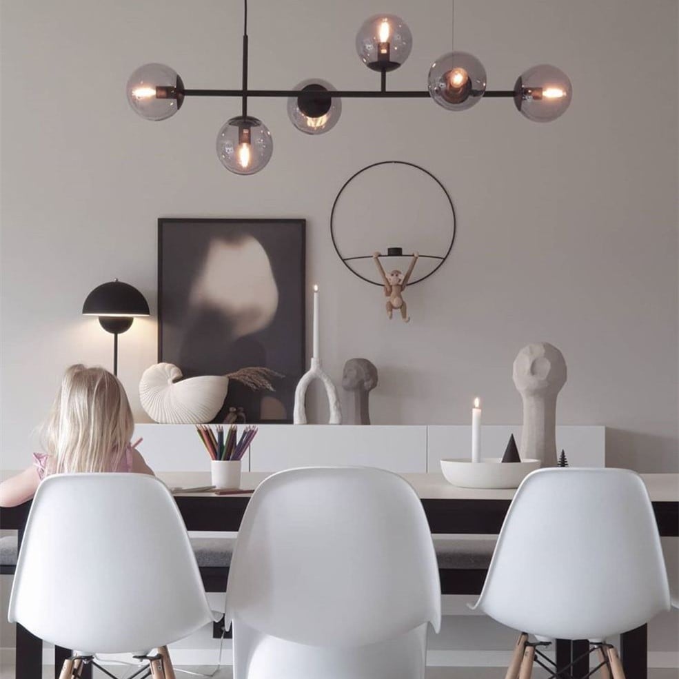 Industrial Orb Multi Lights Glass Hanging Light For Living Room Available In 6 Or 4 Heads