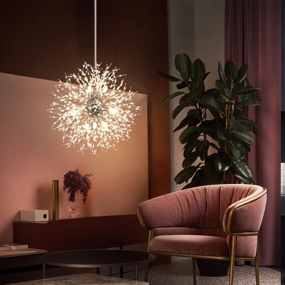 Modern Firework Dandelion Shape Satellite Crystal Chandelier For Restaurant
