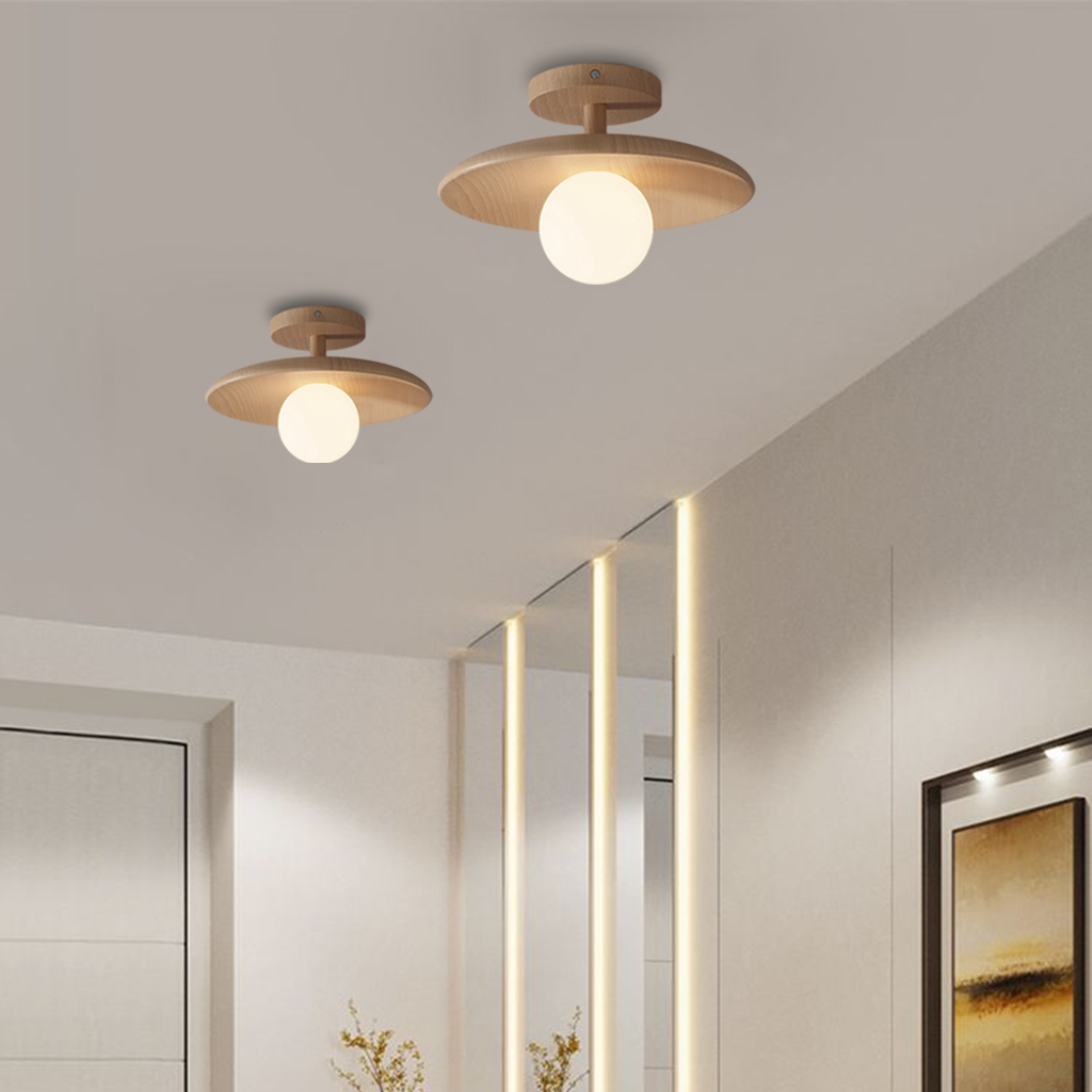Fuchs Wooden Glass Ceiling Lamp