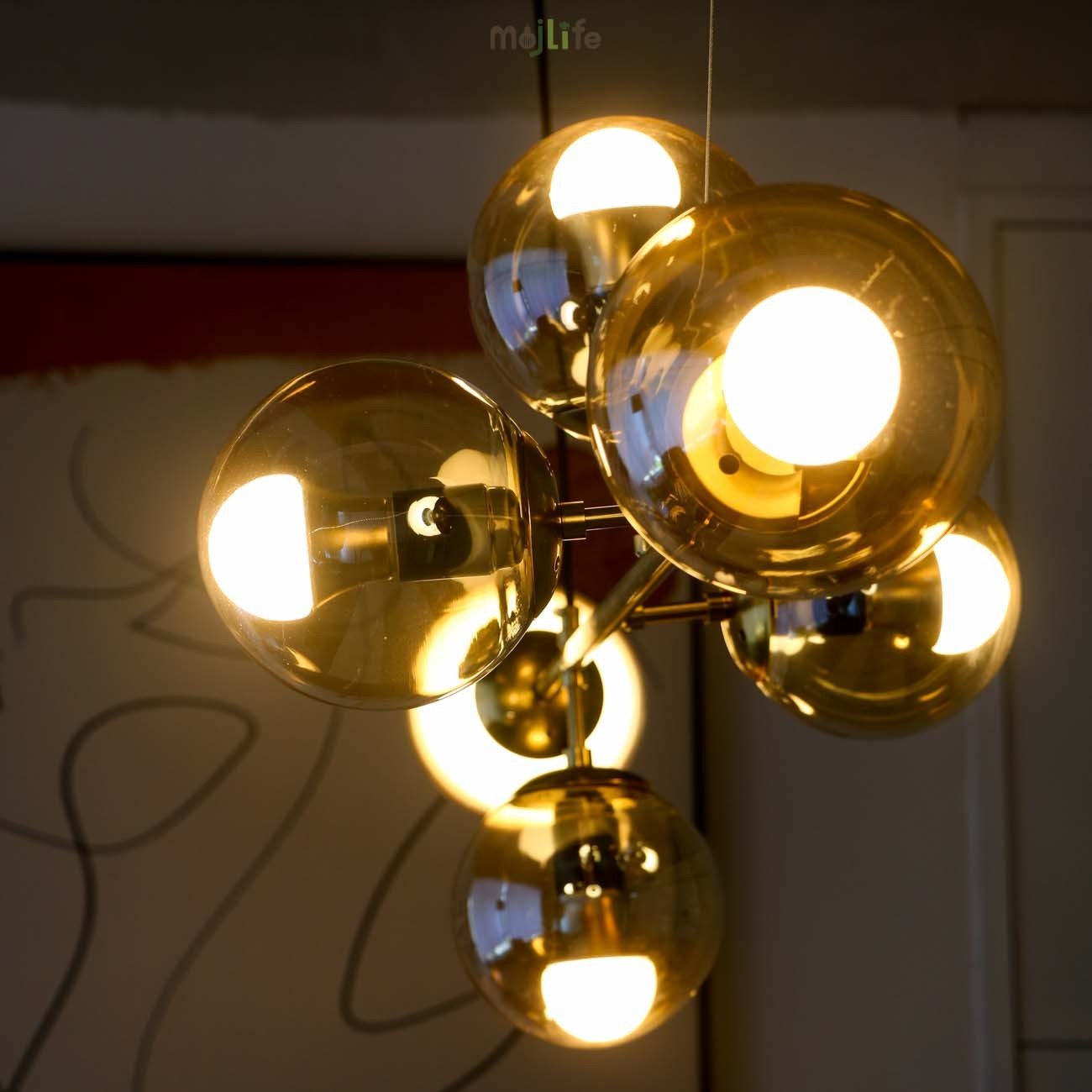 Industrial Orb Multi Lights Glass Hanging Light For Living Room Available In 6 Or 4 Heads