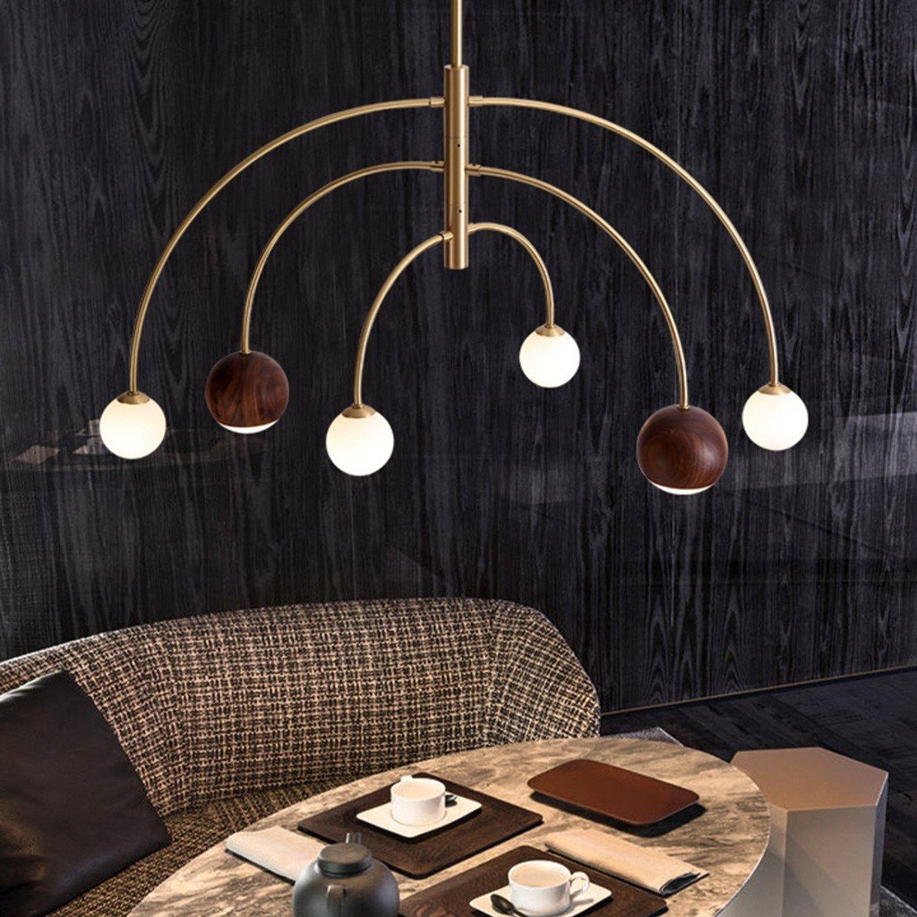 Rylan Rainbow Walnut Globe Chandelier