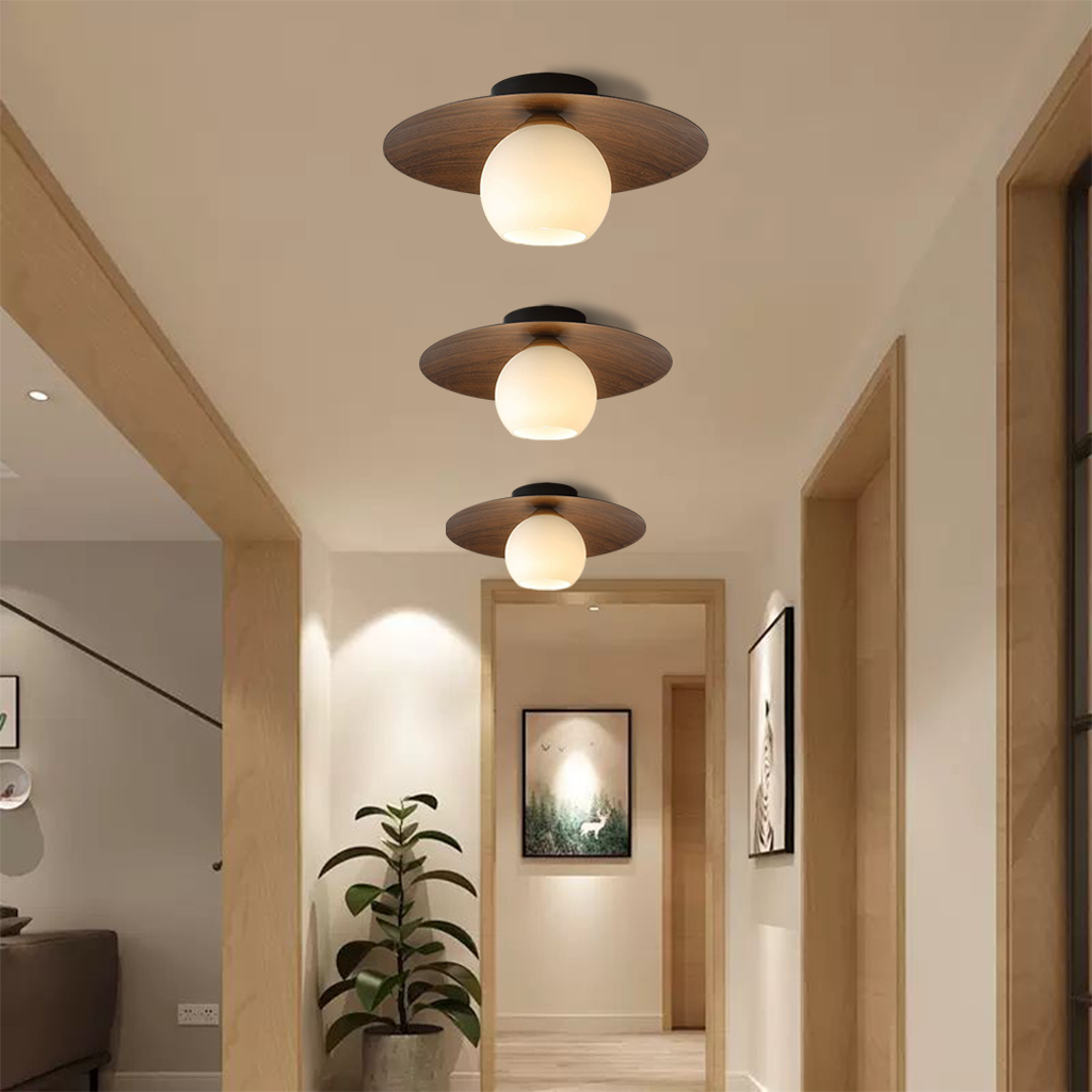 Bennett Globe Ribbed Ceiling Lamp