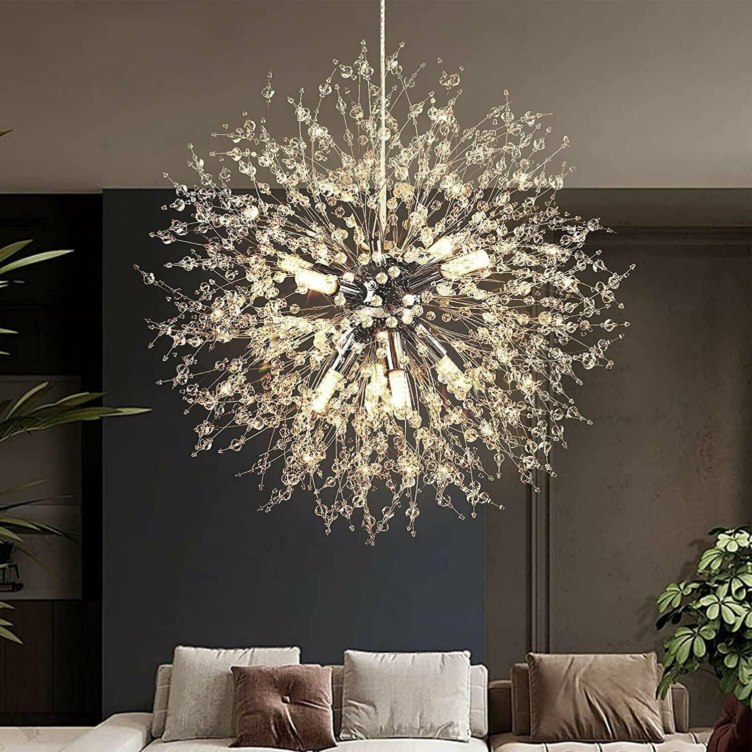 Modern Firework Dandelion Shape Satellite Crystal Chandelier For Restaurant