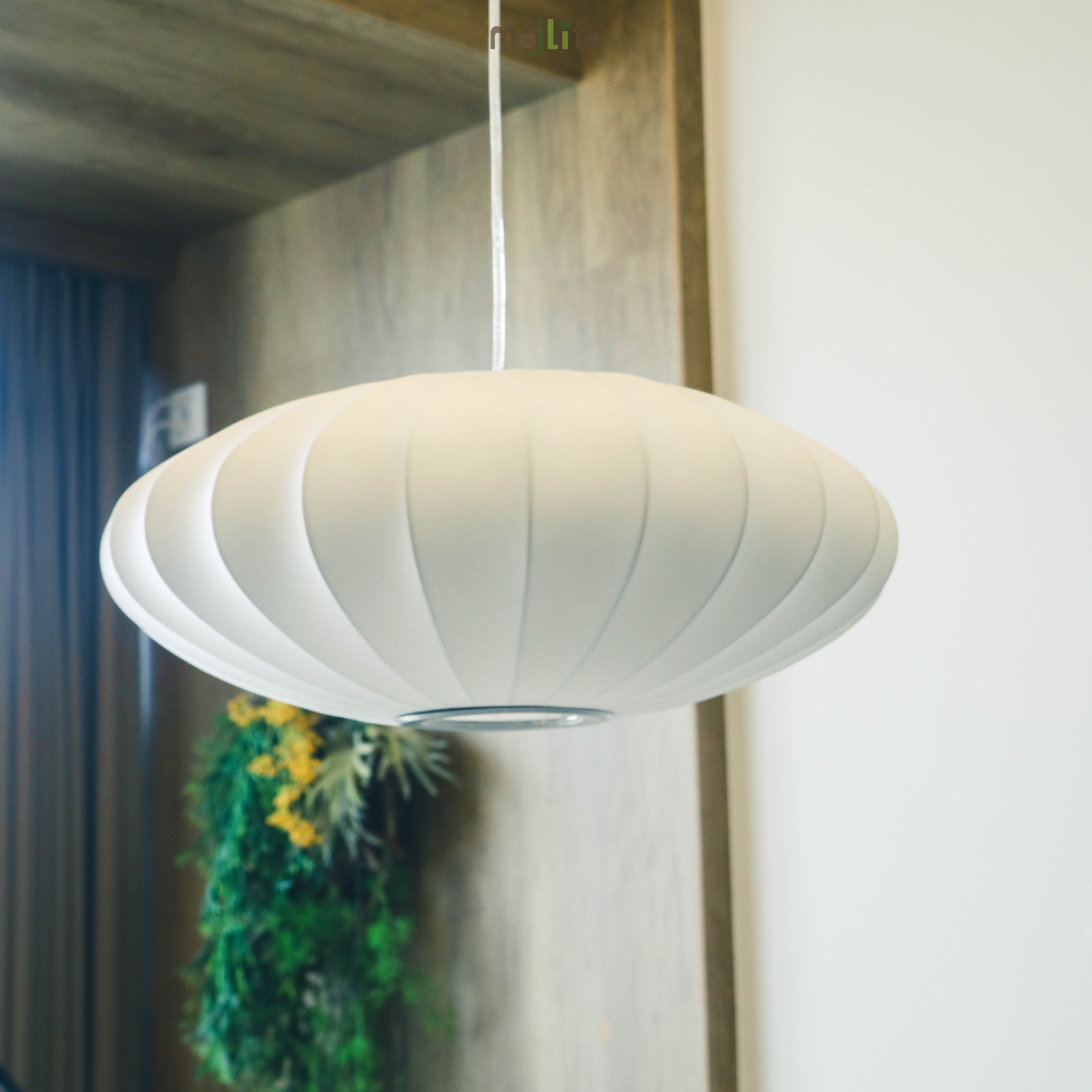 Art Deco Silk Bubble Pendant Lamp In Pear Apple Sphere Lantern Shape For Dining Room
