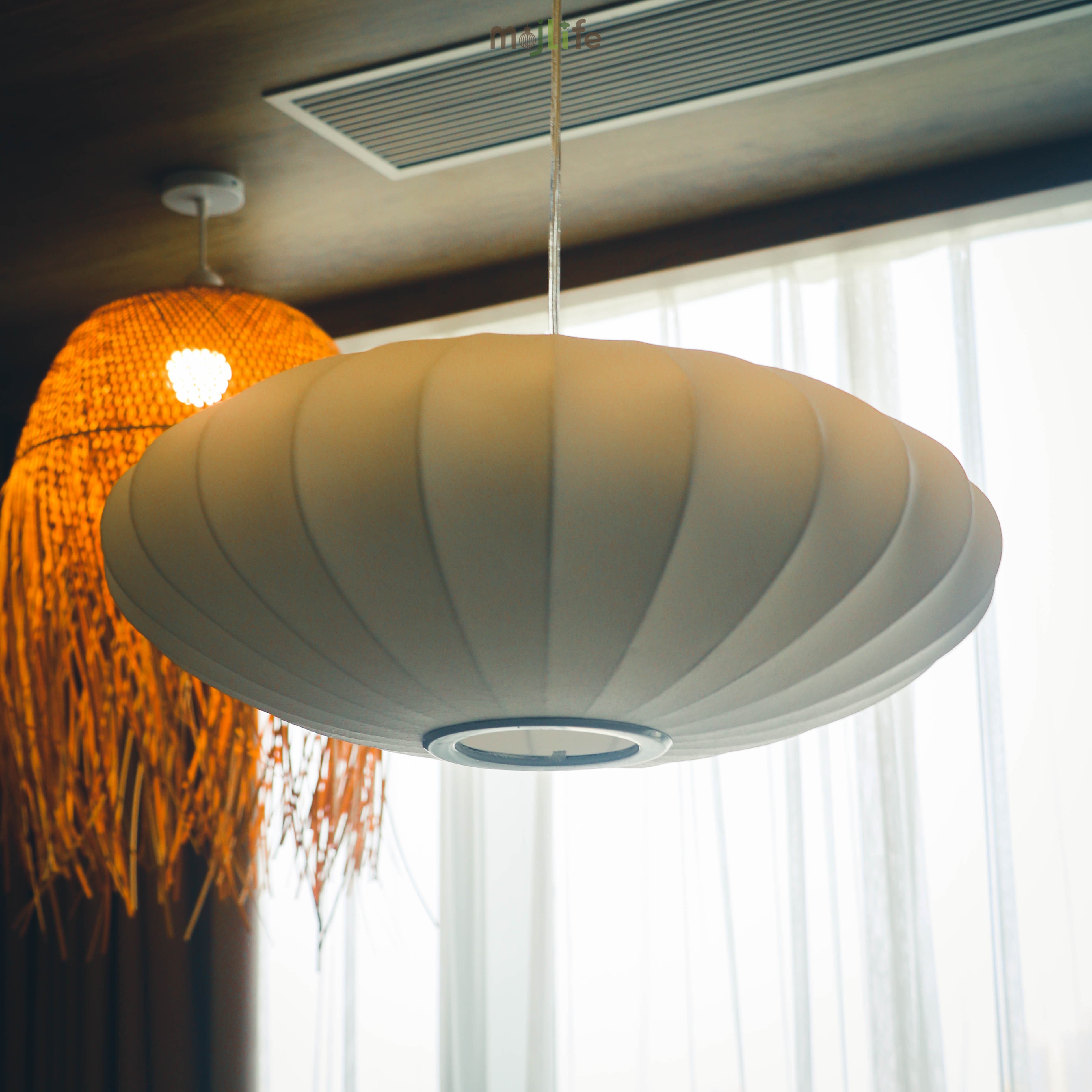 Art Deco Silk Bubble Pendant Lamp In Pear Apple Sphere Lantern Shape For Dining Room