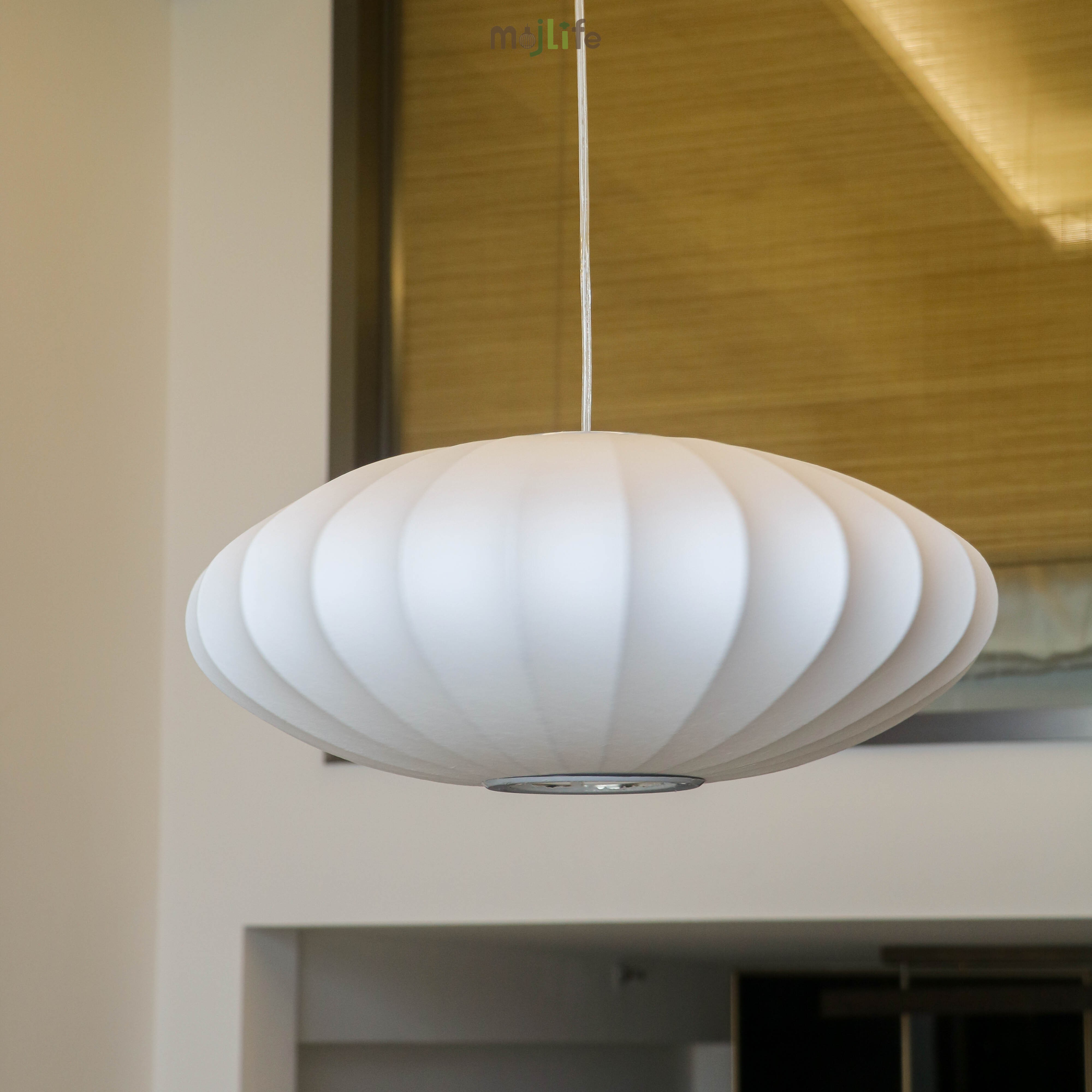 Art Deco Silk Bubble Pendant Lamp In Pear Apple Sphere Lantern Shape For Dining Room