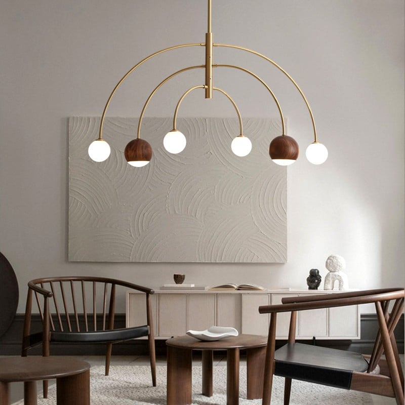 Rylan Rainbow Walnut Globe Chandelier