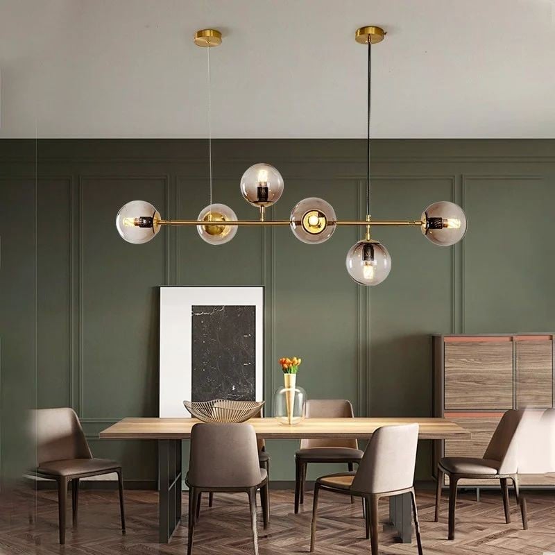 Industrial Orb Multi Lights Glass Hanging Light For Living Room Available In 6 Or 4 Heads