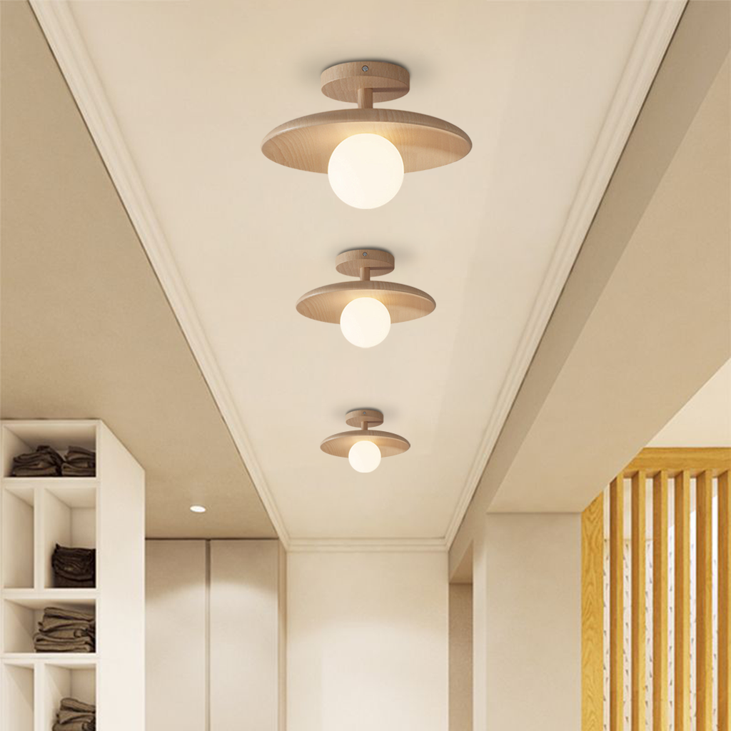 Fuchs Wooden Glass Ceiling Lamp