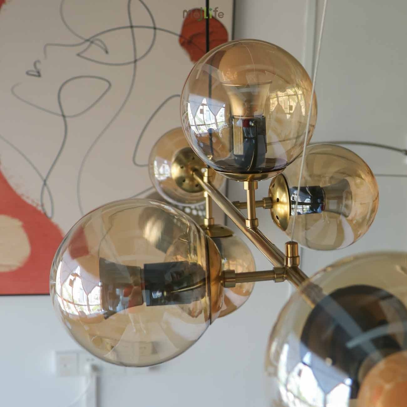 Industrial Orb Multi Lights Glass Hanging Light For Living Room Available In 6 Or 4 Heads