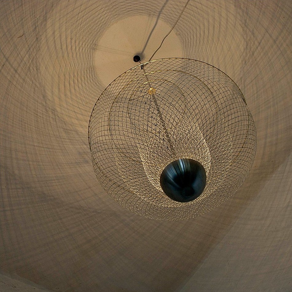 Mid-Century Style Tiered Meshmatics Metal Chandelier With Mesh Lampshade For Living Room