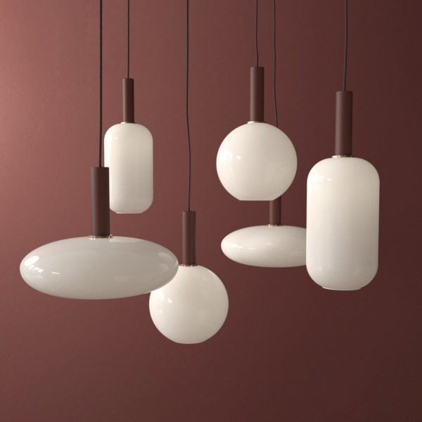 Brass Pendant Light with Opal Shade