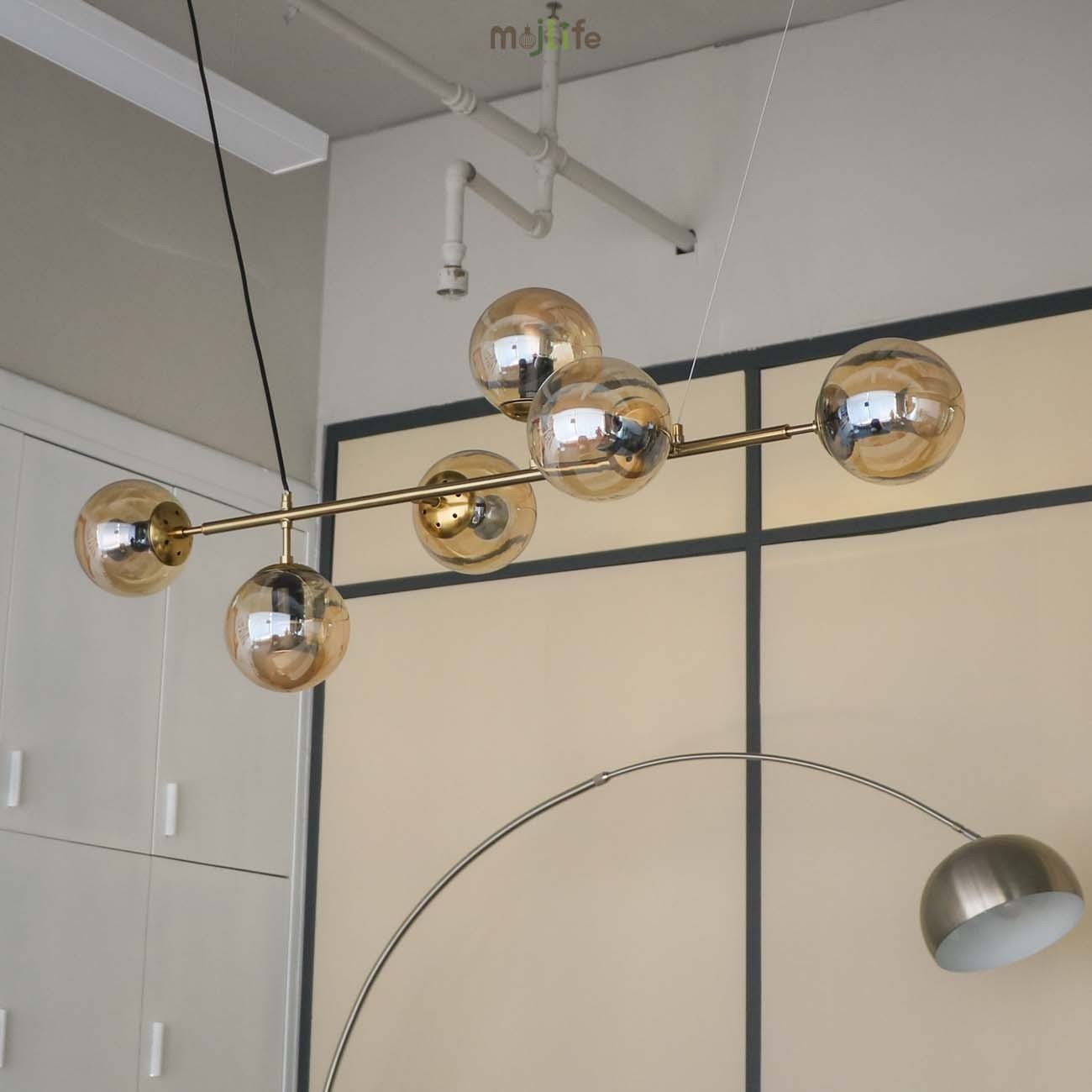 Industrial Orb Multi Lights Glass Hanging Light For Living Room Available In 6 Or 4 Heads