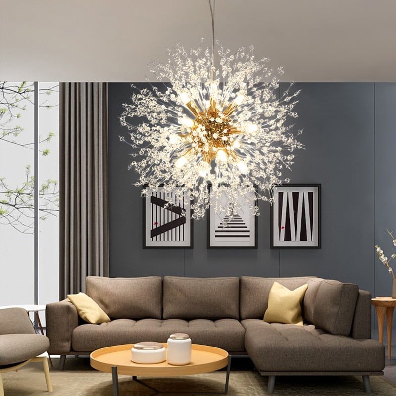 Modern Firework Dandelion Shape Satellite Crystal Chandelier For Restaurant
