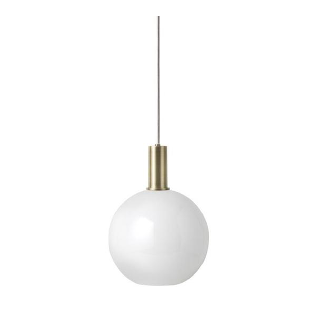 Brass Pendant Light with Opal Shade