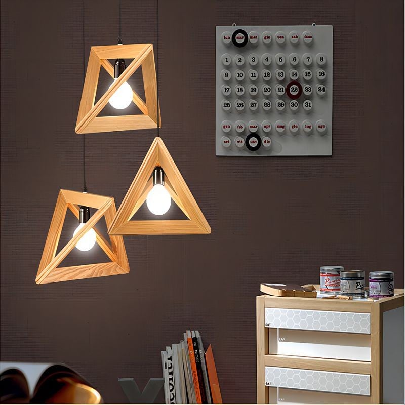 MOJLIFE Geometric Wood Pendant Lamp