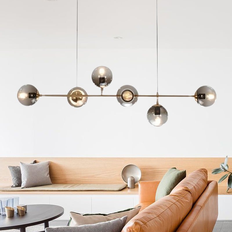 Industrial Orb Multi Lights Glass Hanging Light For Living Room Available In 6 Or 4 Heads