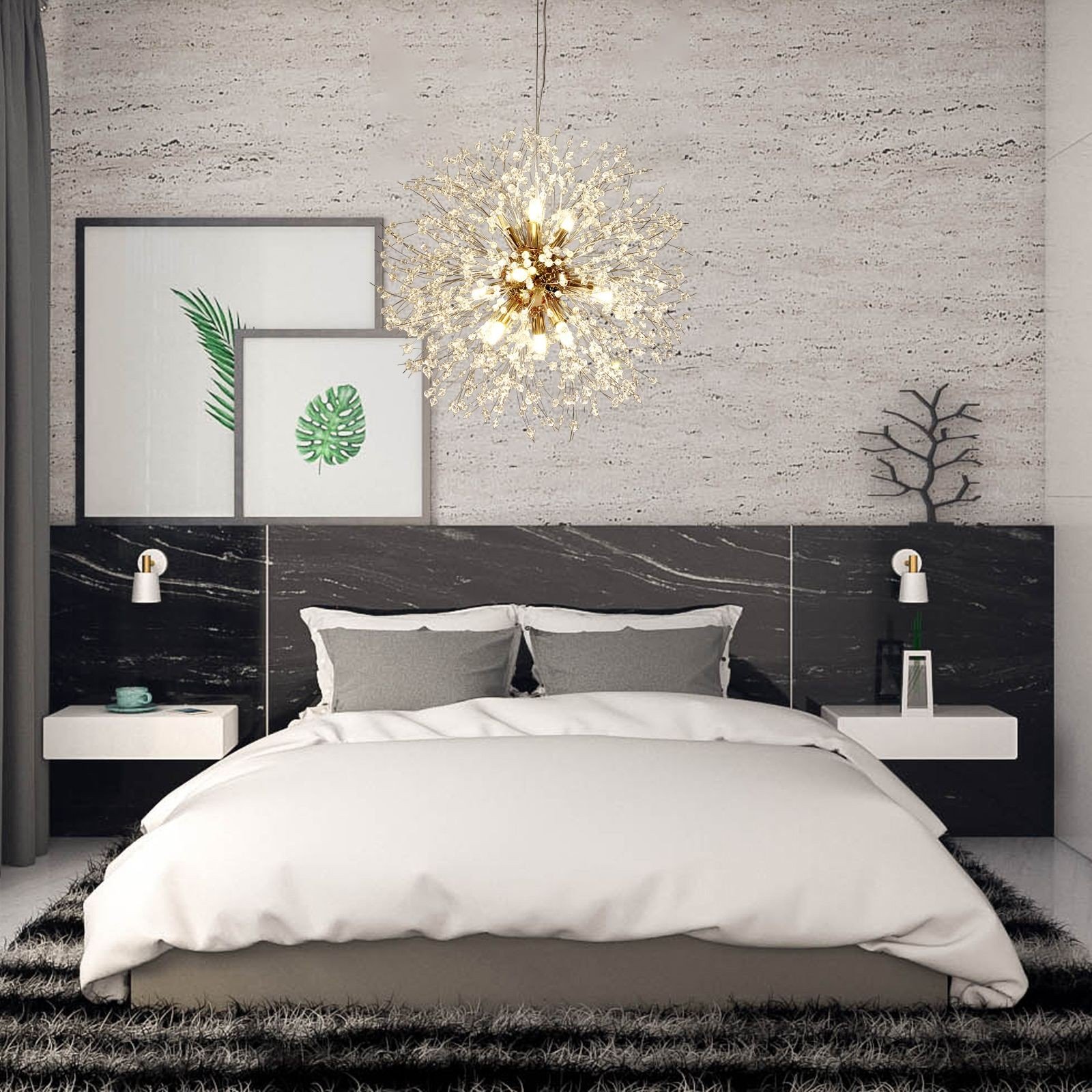 Modern Firework Dandelion Shape Satellite Crystal Chandelier For Restaurant