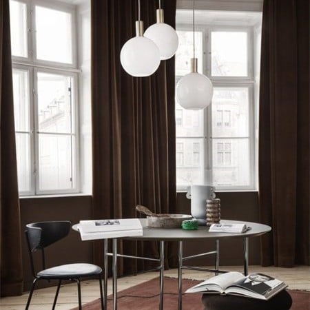 Brass Pendant Light with Opal Shade