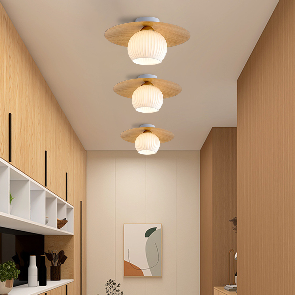 Bennett Globe Ribbed Ceiling Lamp