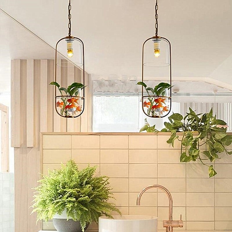 Water Plants Glass Pendant Light
