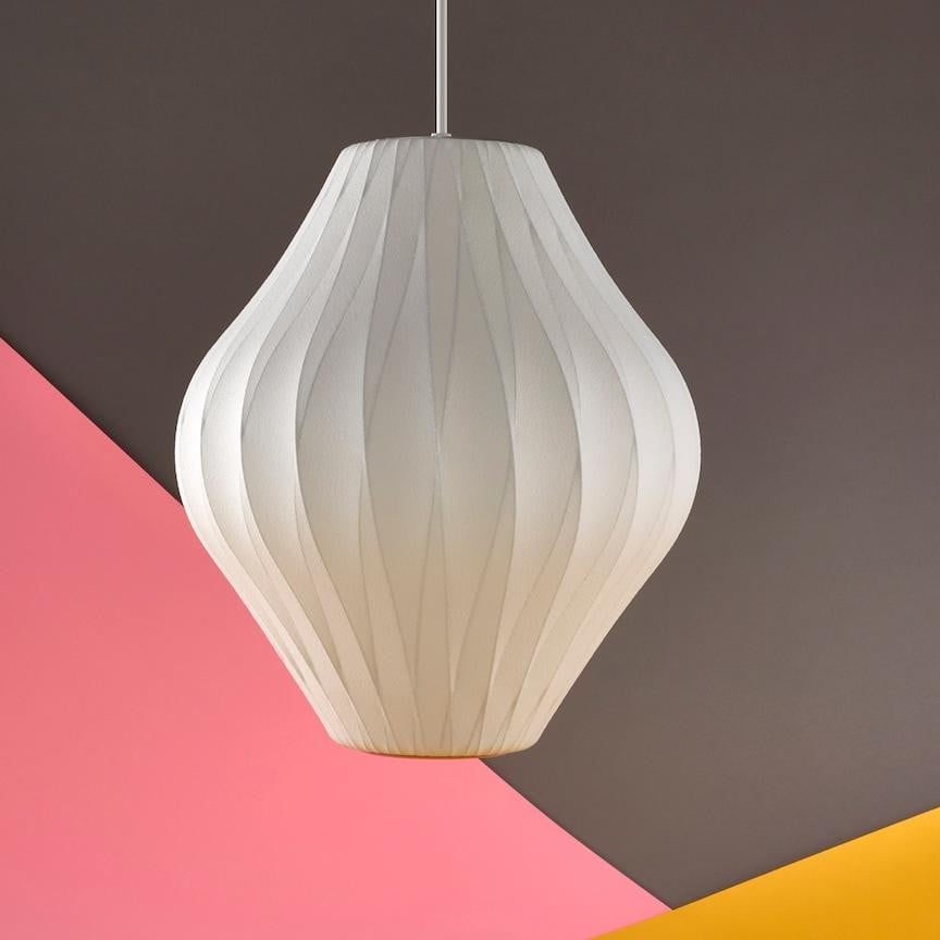 Art Deco Silk Bubble Pendant Lamp In Pear Apple Sphere Lantern Shape For Dining Room