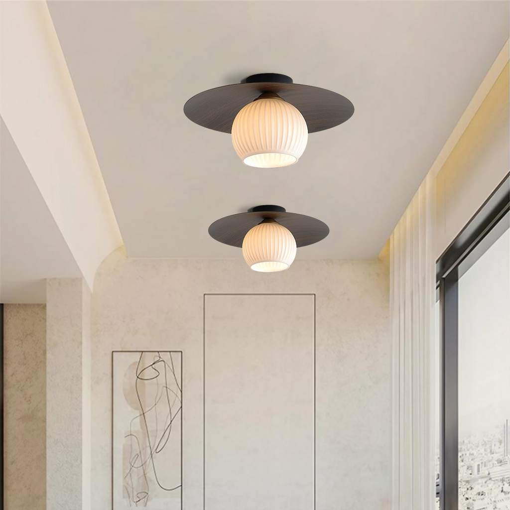 Bennett Globe Ribbed Ceiling Lamp