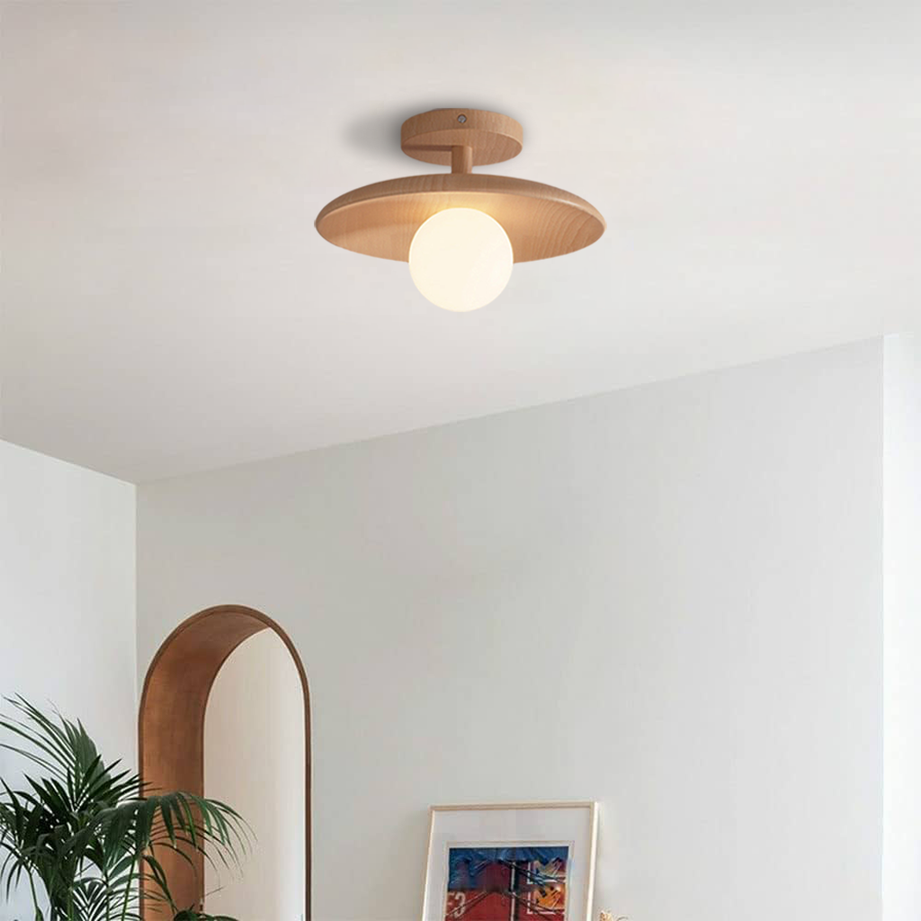 Fuchs Wooden Glass Ceiling Lamp