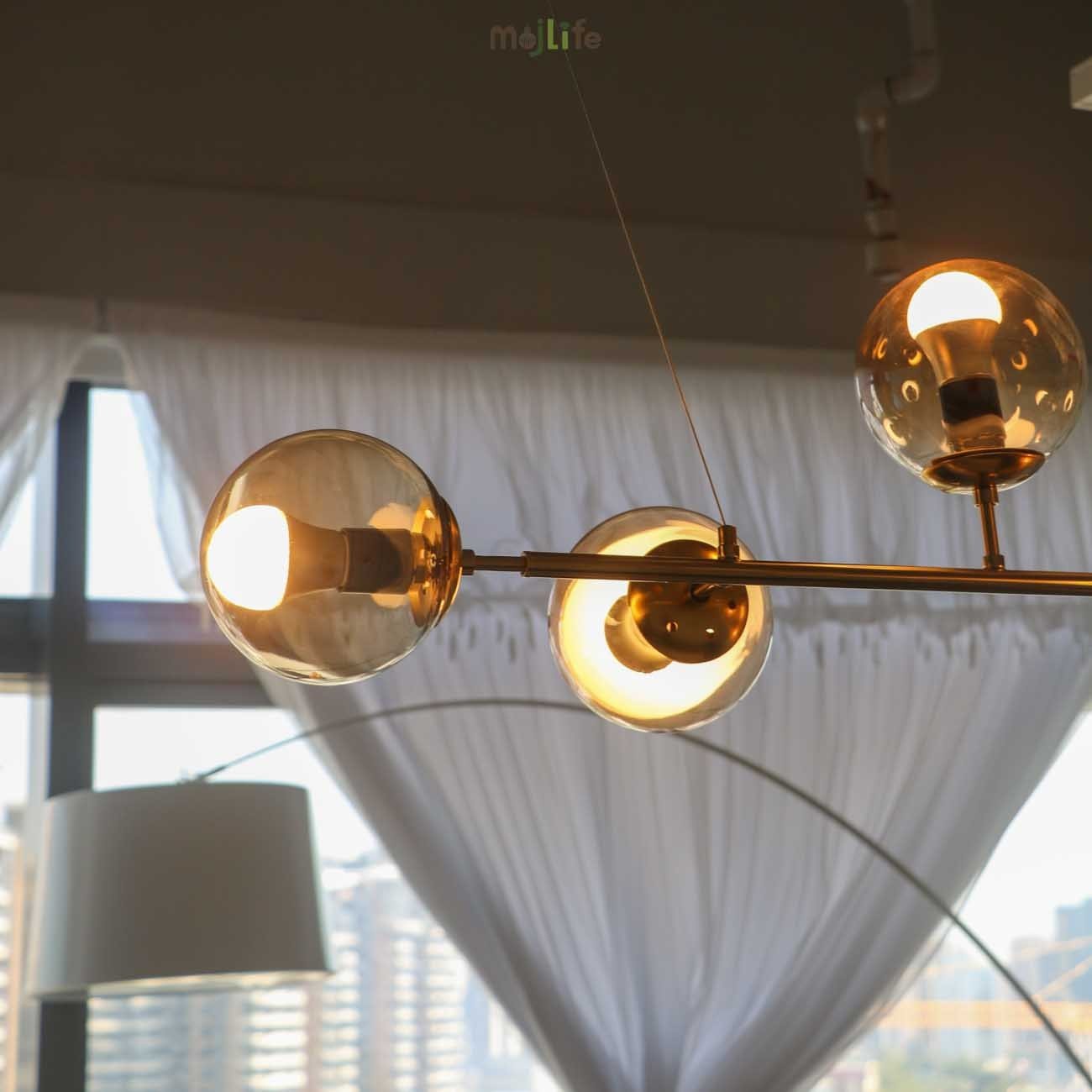 Industrial Orb Multi Lights Glass Hanging Light For Living Room Available In 6 Or 4 Heads