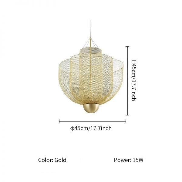 Mid-Century Style Tiered Meshmatics Metal Chandelier With Mesh Lampshade For Living Room