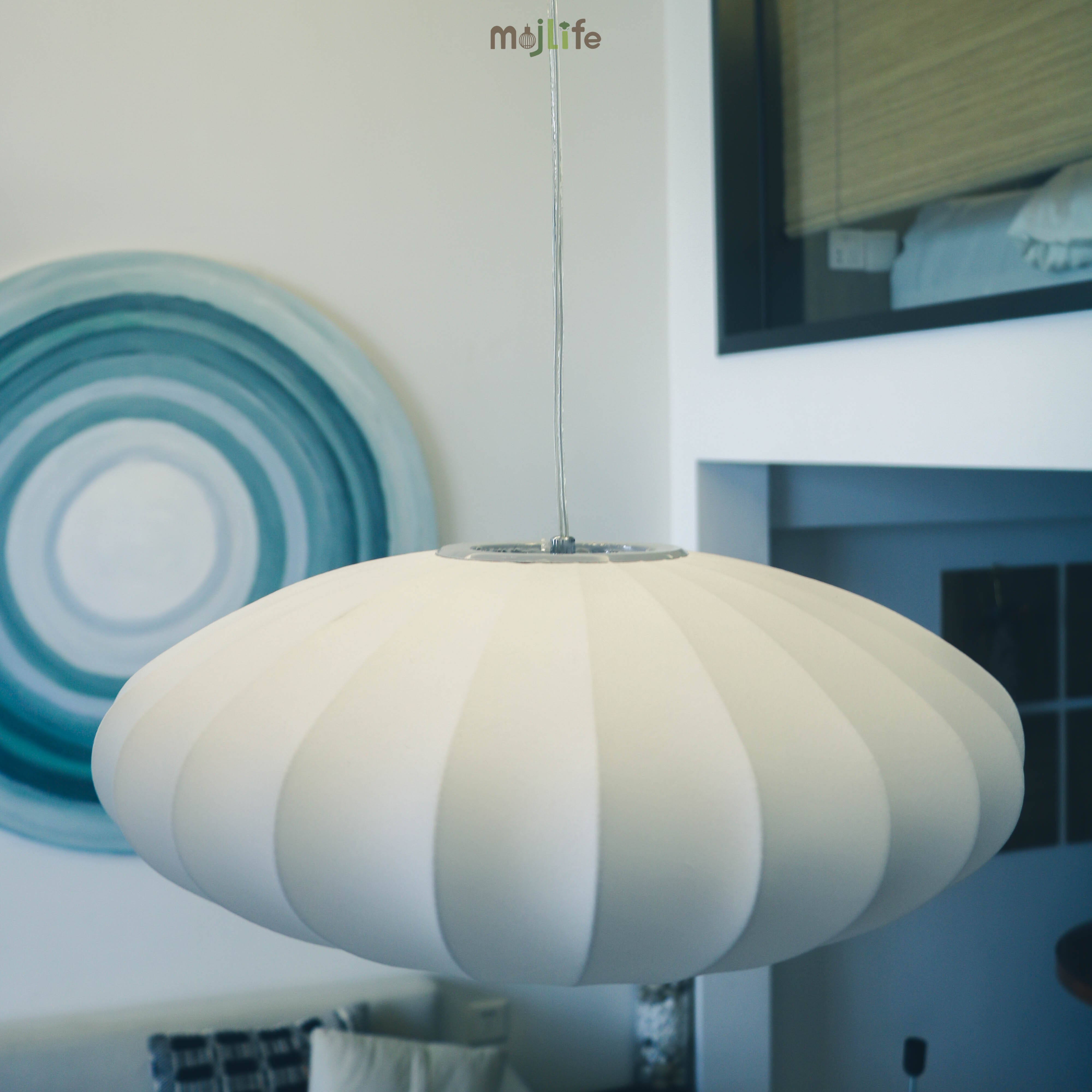 Art Deco Silk Bubble Pendant Lamp In Pear Apple Sphere Lantern Shape For Dining Room