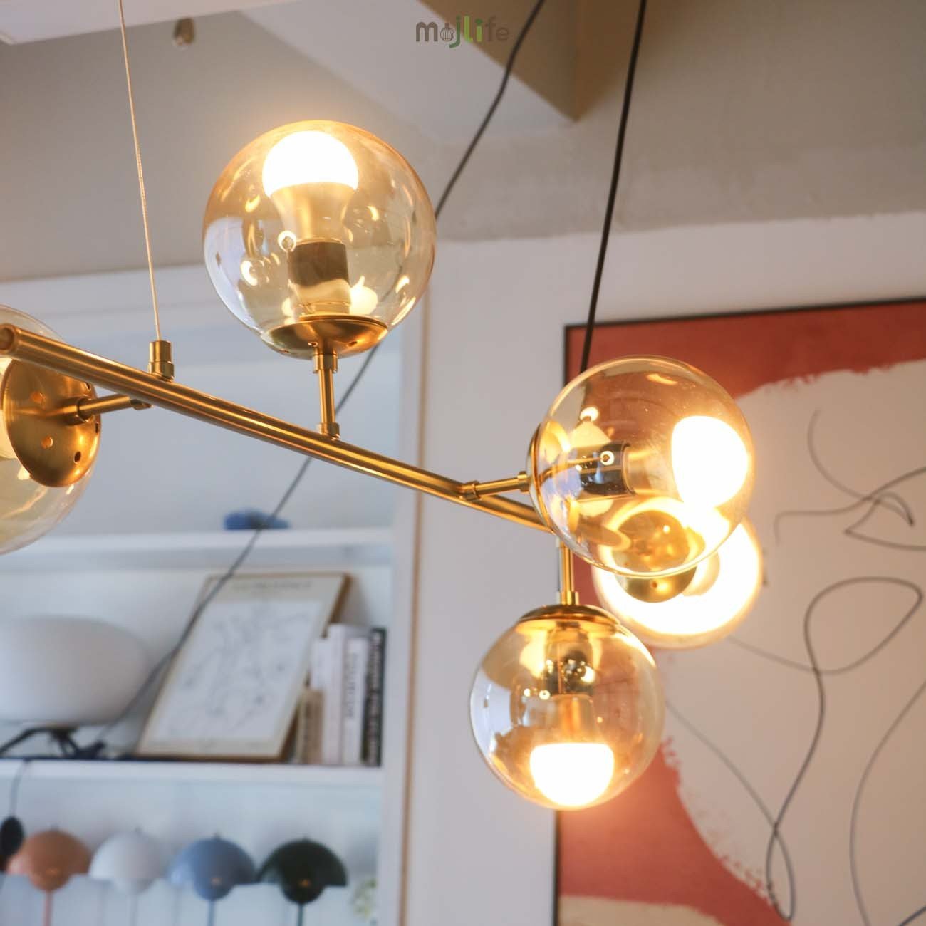 Industrial Orb Multi Lights Glass Hanging Light For Living Room Available In 6 Or 4 Heads