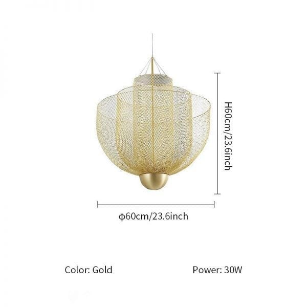 Mid-Century Style Tiered Meshmatics Metal Chandelier With Mesh Lampshade For Living Room
