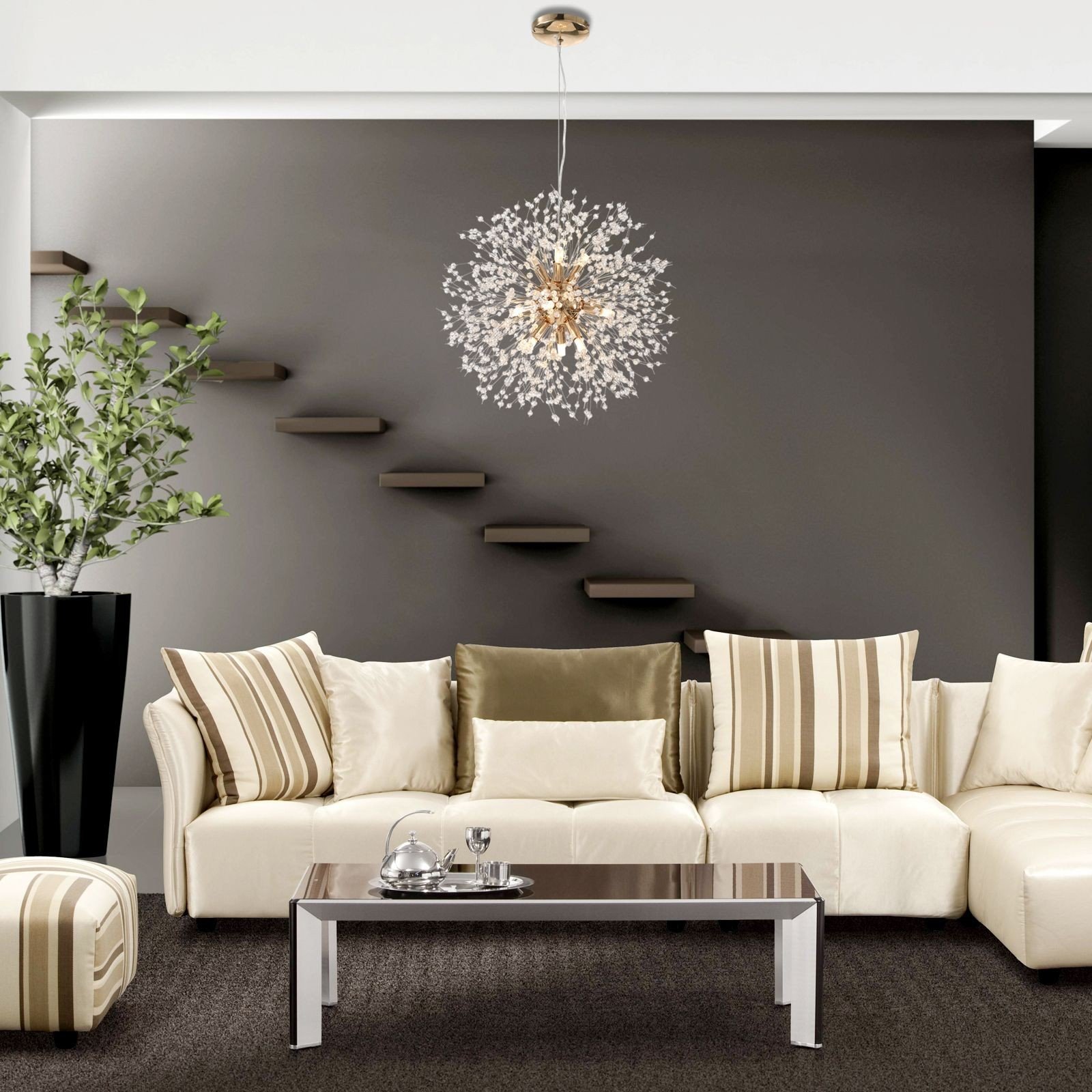 Modern Firework Dandelion Shape Satellite Crystal Chandelier For Restaurant