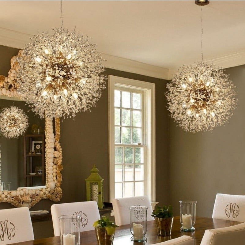 Modern Firework Dandelion Shape Satellite Crystal Chandelier For Restaurant