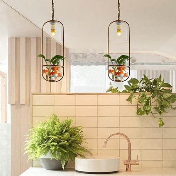 Water Plants Glass Pendant Light