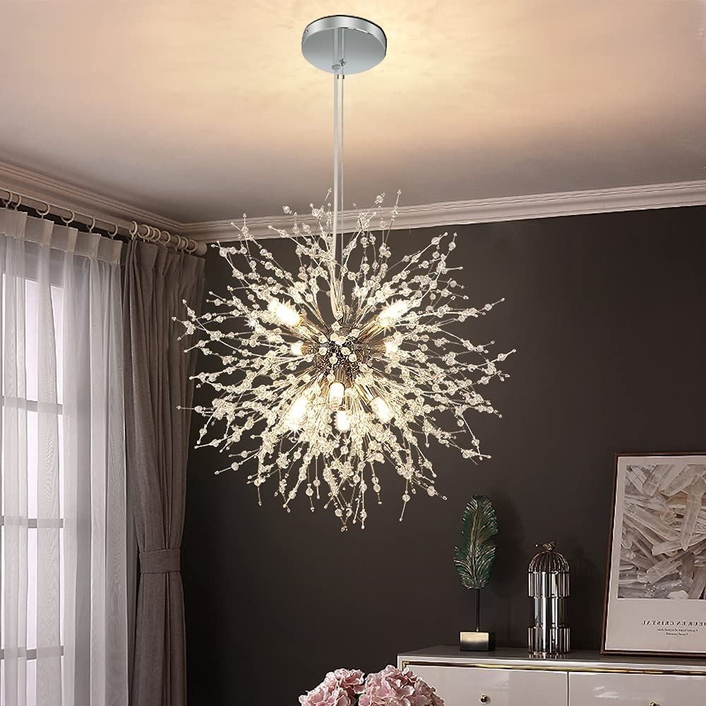 Modern Firework Dandelion Shape Satellite Crystal Chandelier For Restaurant