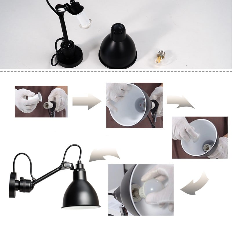 Lampe Gras Minimalist Wall Lamp Industrial Ceiling Light With Adjustable Arm