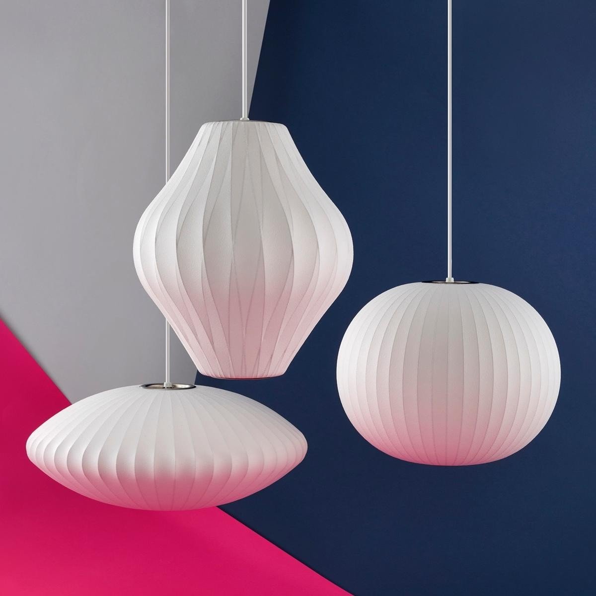 Art Deco Silk Bubble Pendant Lamp In Pear Apple Sphere Lantern Shape For Dining Room