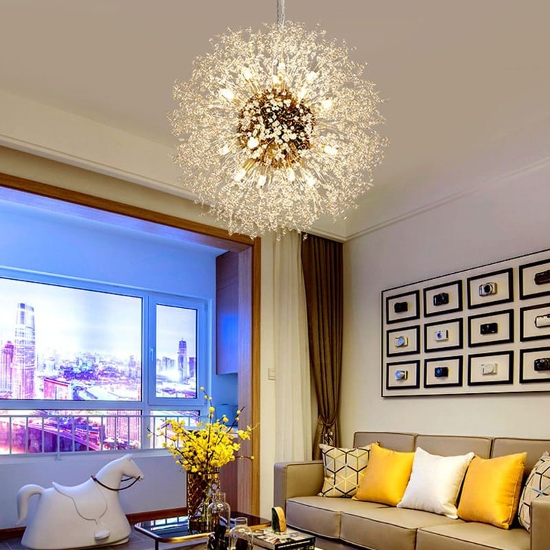 Modern Firework Dandelion Shape Satellite Crystal Chandelier For Restaurant