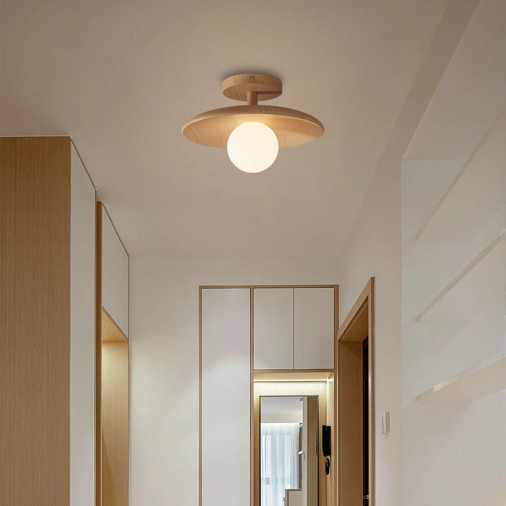 Fuchs Wooden Glass Ceiling Lamp